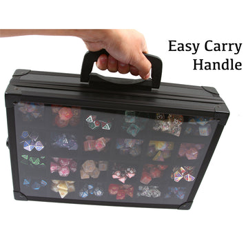 Dice Display Case and Rolling Tray with 2 Removable Divided Dice Trays - Storage Box Holds up to 480 Metal or Plastic Polyhedral Dice Sets