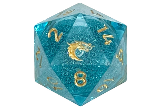 Old School Sharp Edged 22mm D20: Liquid Infused - Azure Fury