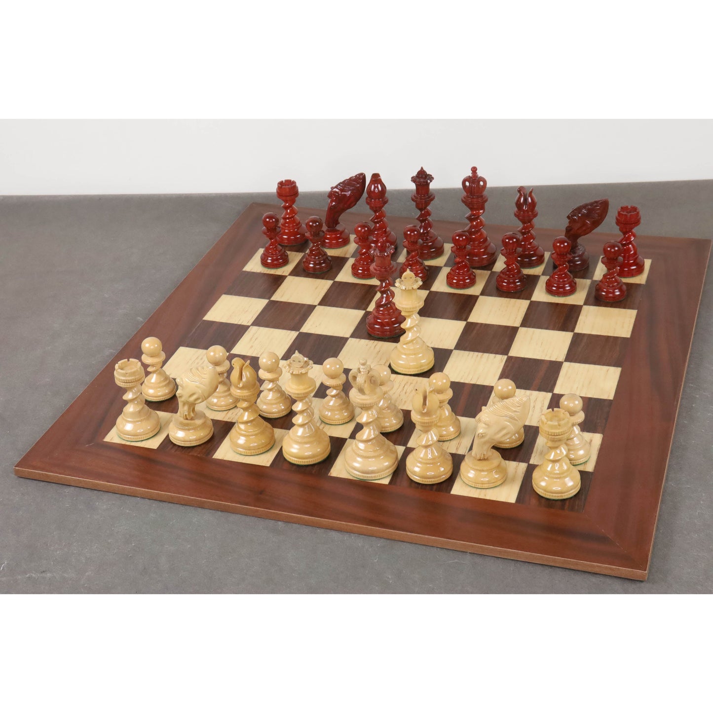 4.3" Grazing Knight Luxury Staunton Chess Set- Chess Pieces Only-Lacquered Bud Rosewood