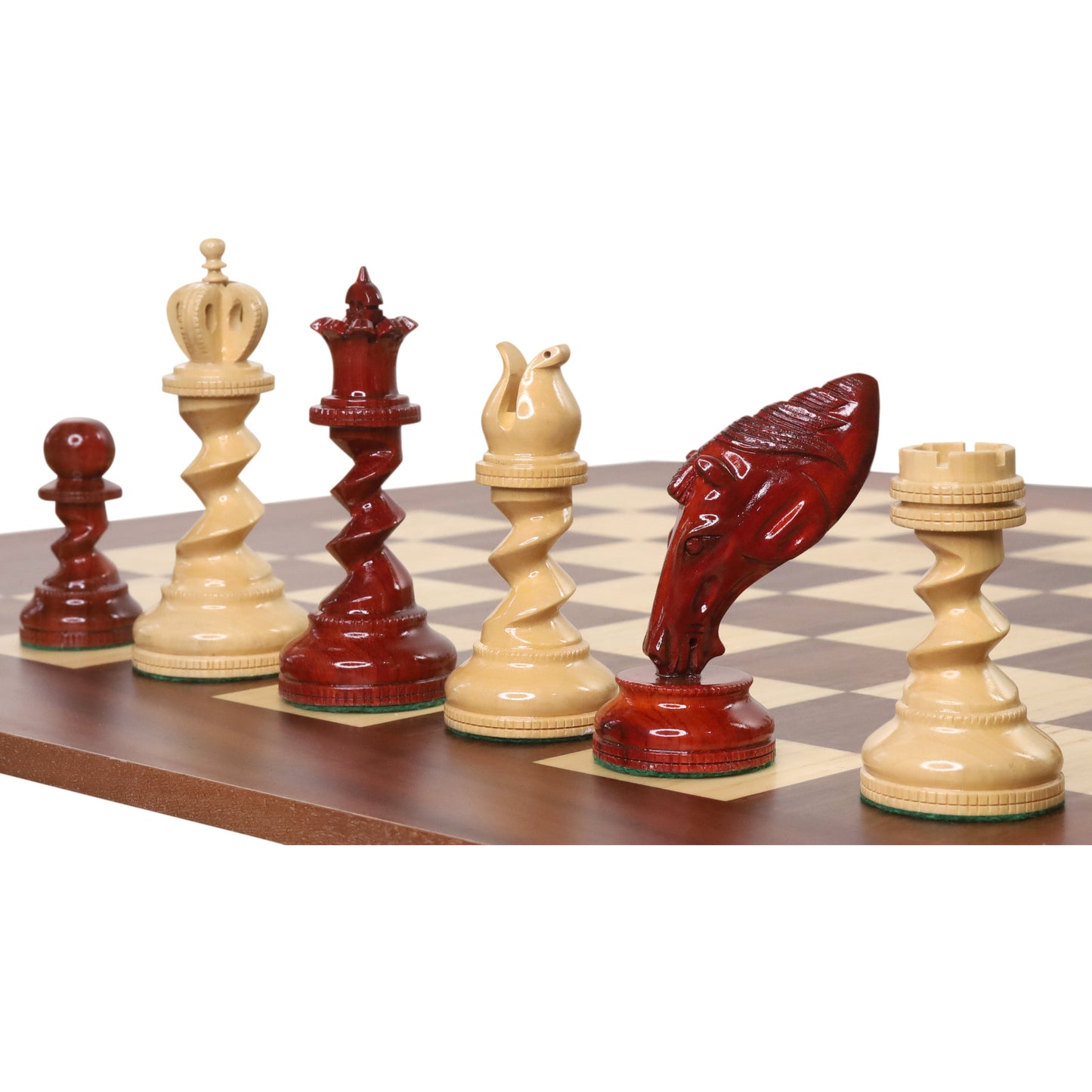 4.3" Grazing Knight Luxury Staunton Chess Set- Chess Pieces Only-Lacquered Bud Rosewood
