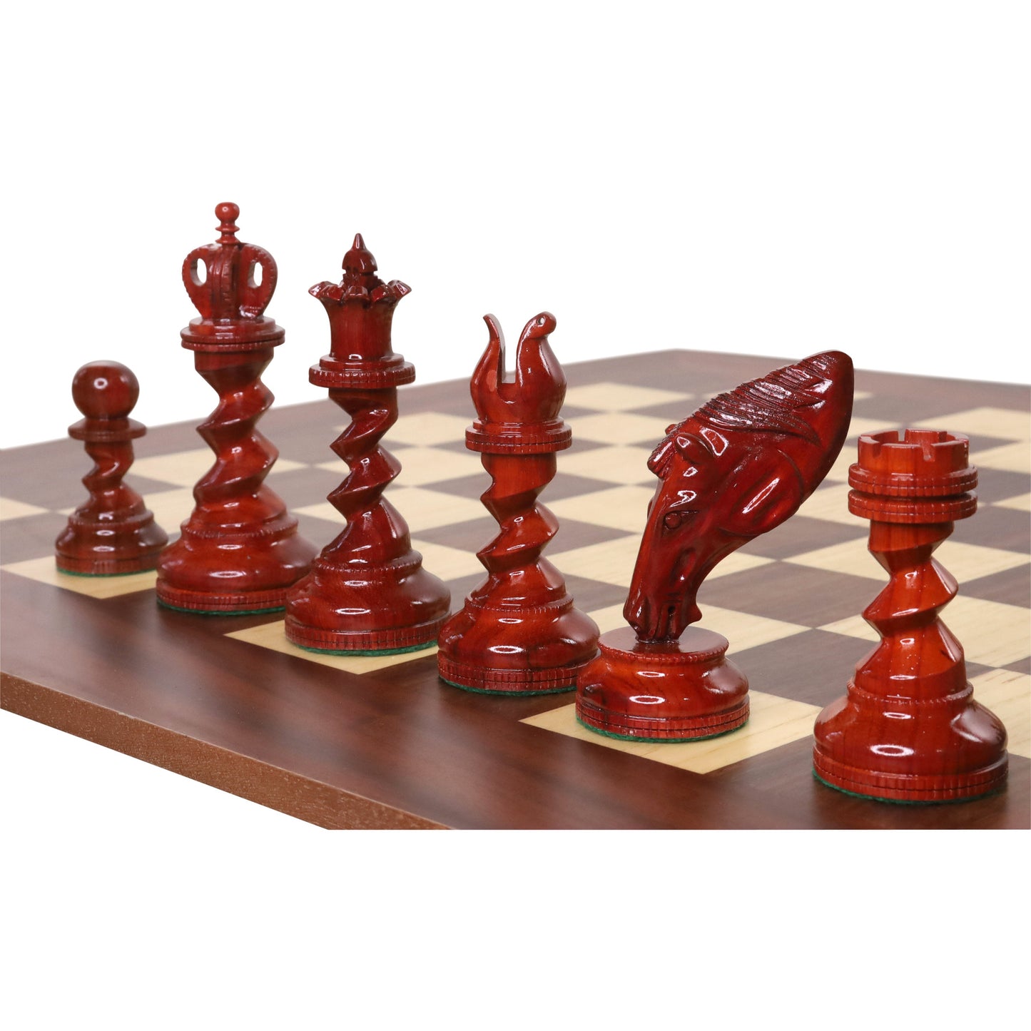 4.3" Grazing Knight Luxury Staunton Chess Set- Chess Pieces Only-Lacquered Bud Rosewood