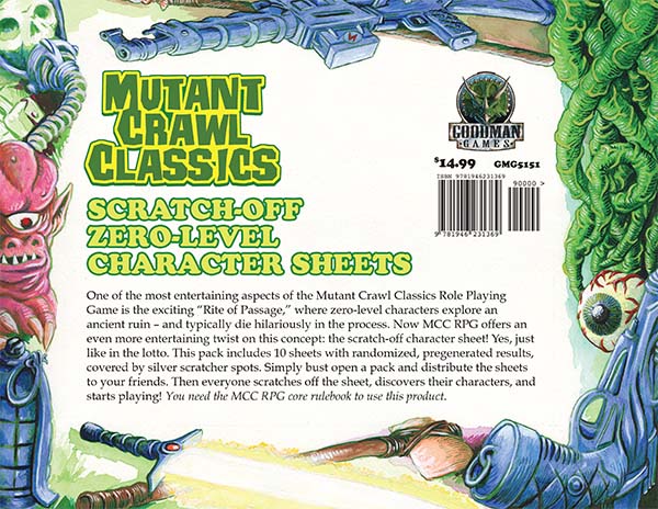 MCC RPG 0-Level Scratch-Off Character Sheets (Silver Scratch-Off Accessory)