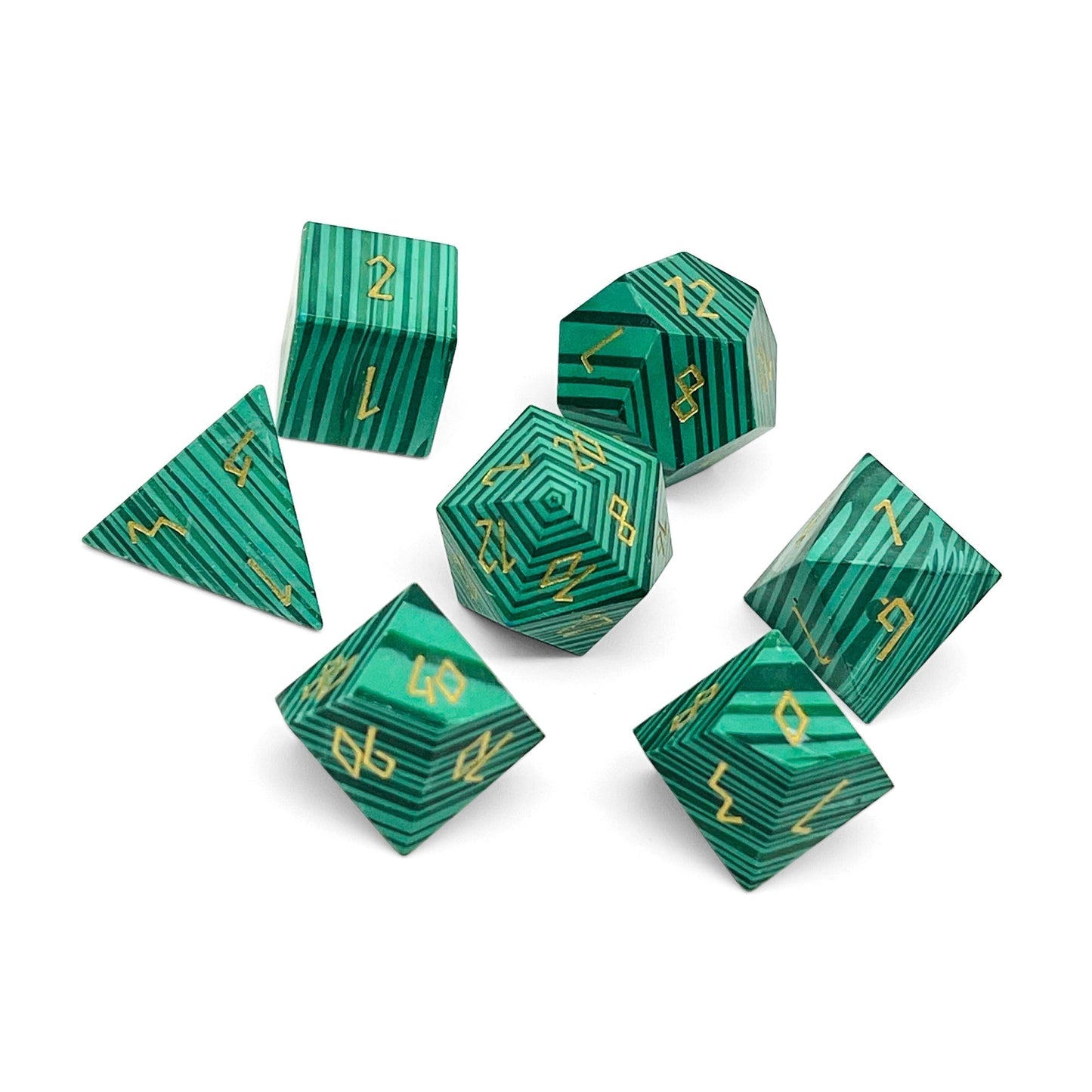 Malachite Gemstone 7 Dice Set