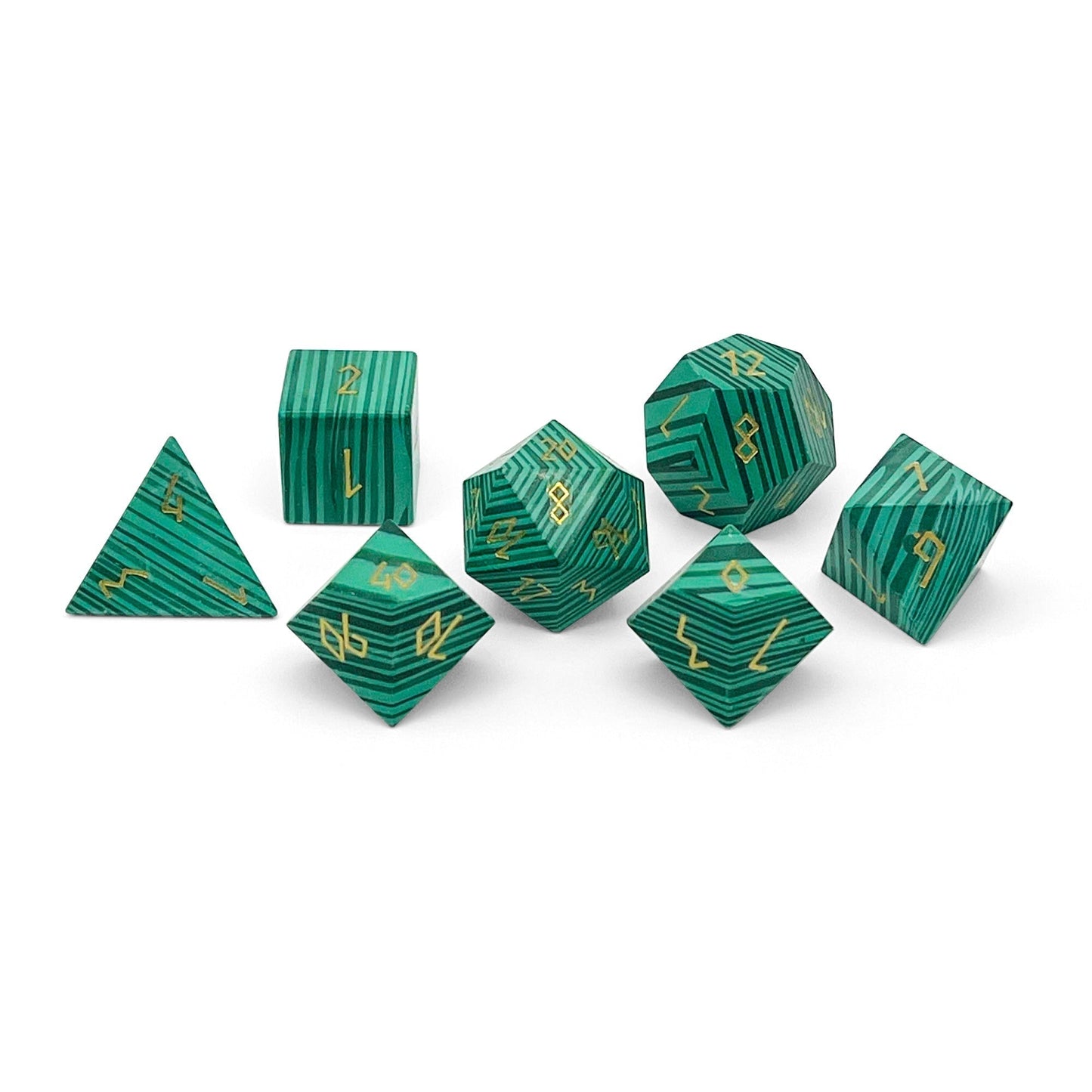 Malachite Gemstone 7 Dice Set