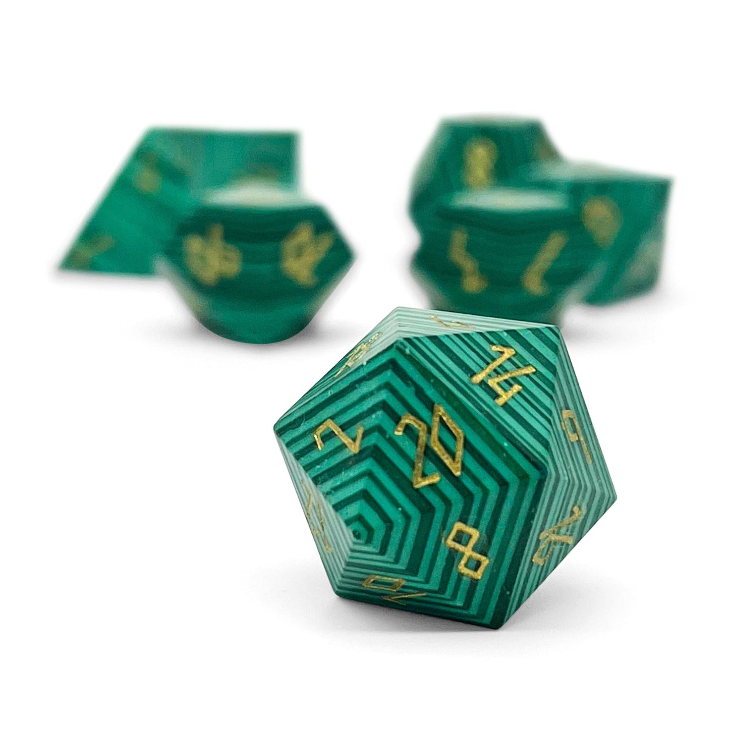 Malachite Gemstone 7 Dice Set