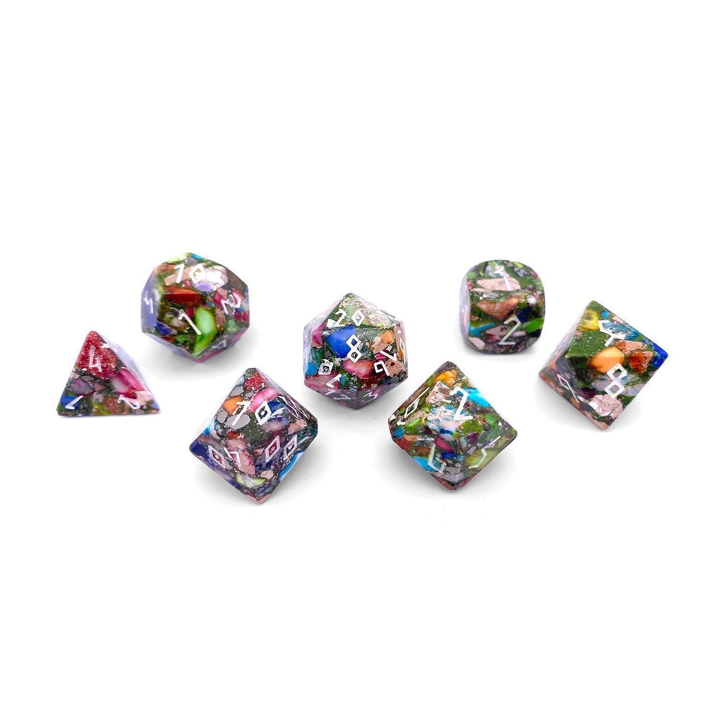 Mardi Gras Imperial Jasper Gemstone 7 Dice Set