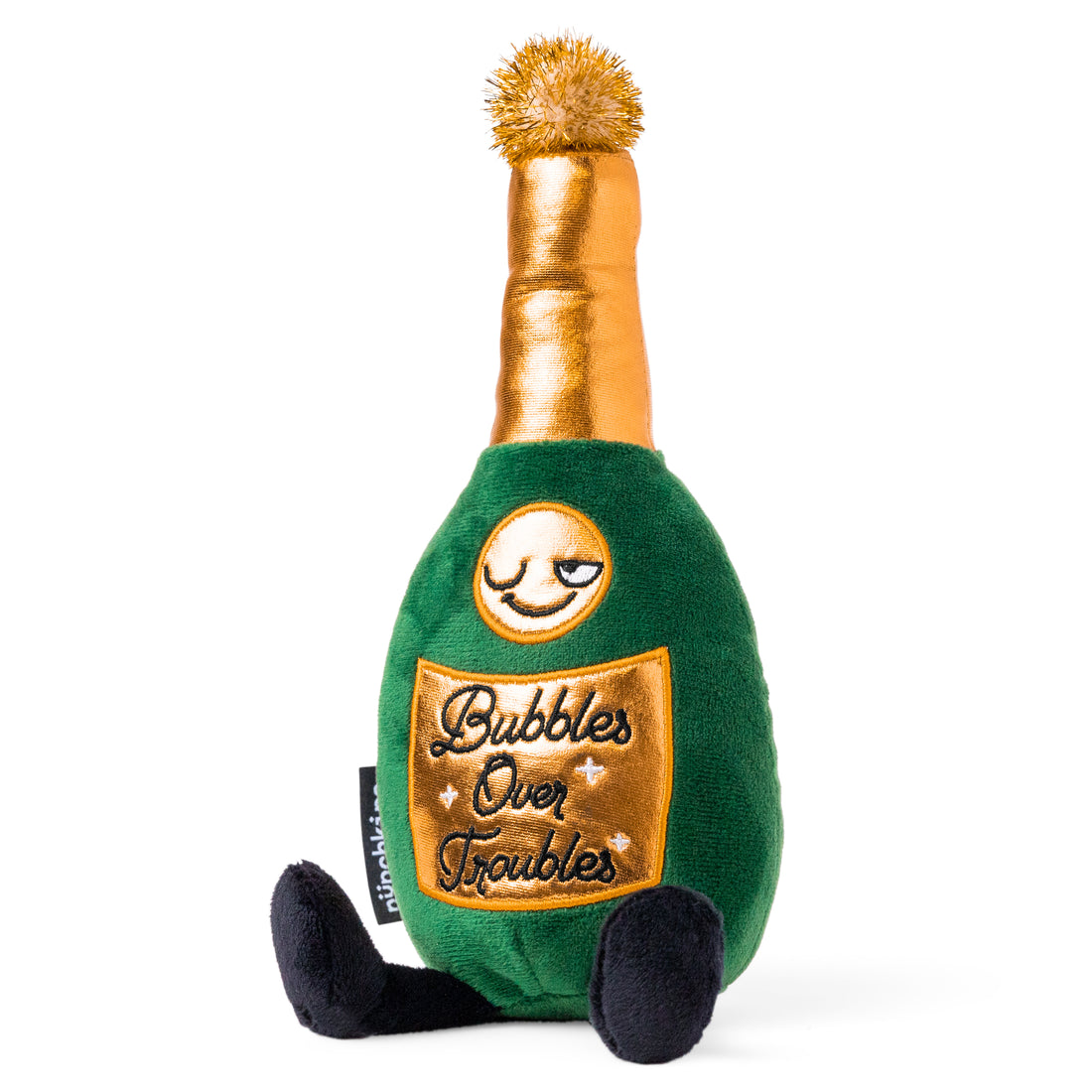 Plush Champagne Bottle "Bubbles Over Troubles"