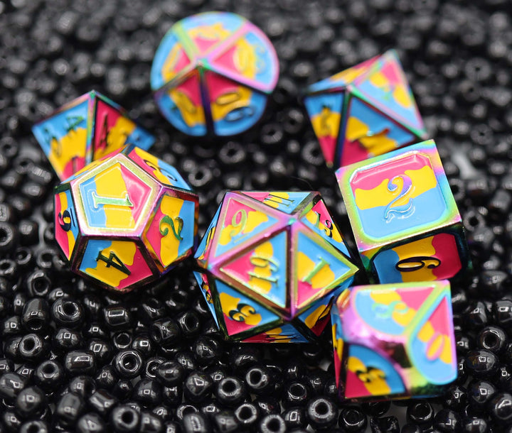 Pansexual Pride Flag - Metal RPG Dice Set