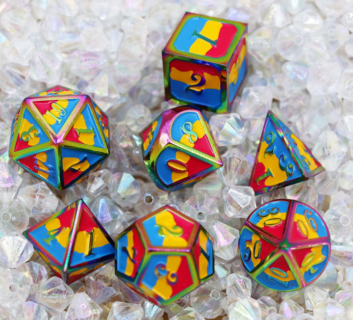 Pansexual Pride Flag - Metal RPG Dice Set