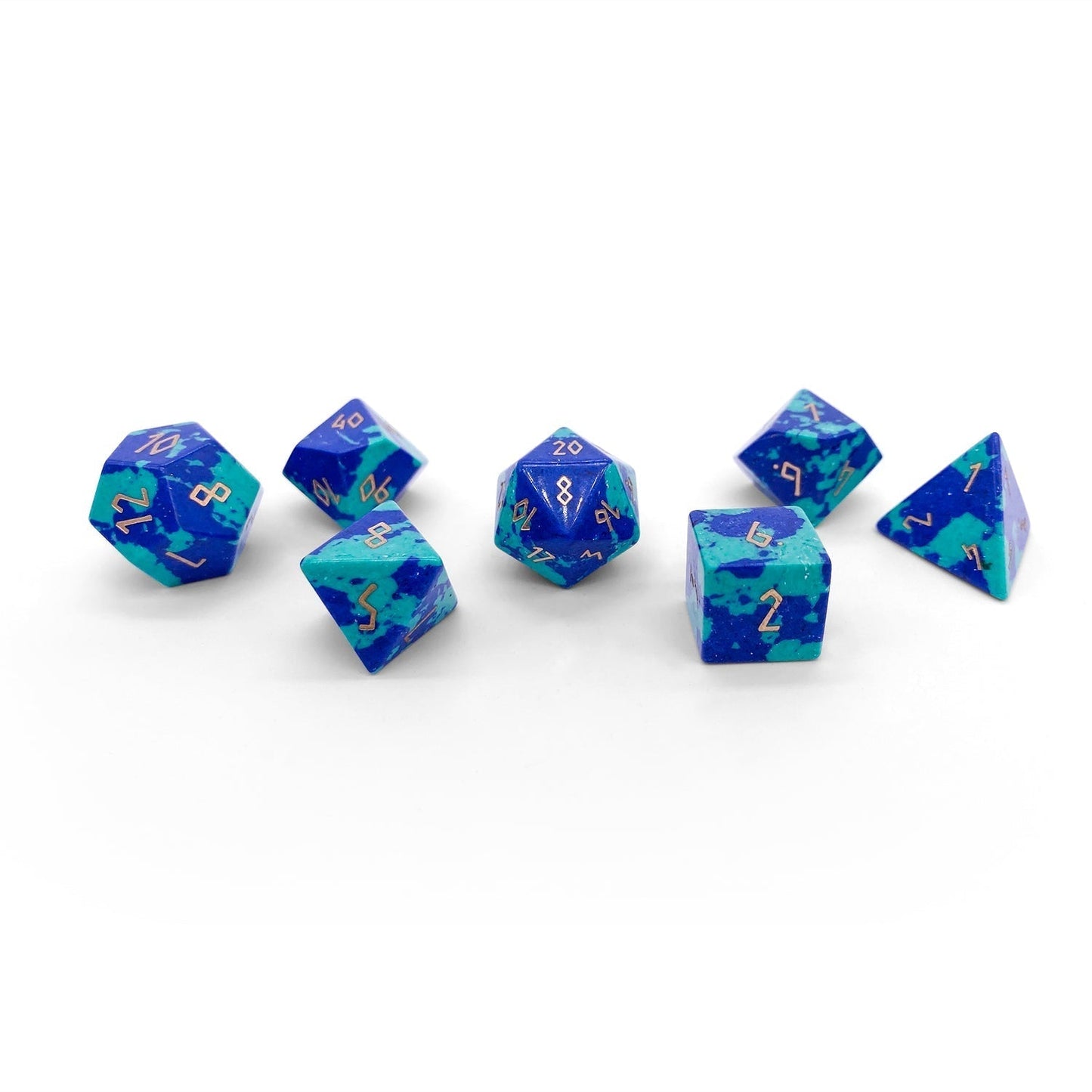 Phoenix Lapis Gemstone 7 Dice Set
