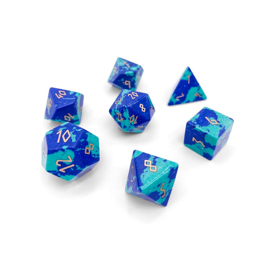 Phoenix Lapis Gemstone 7 Dice Set
