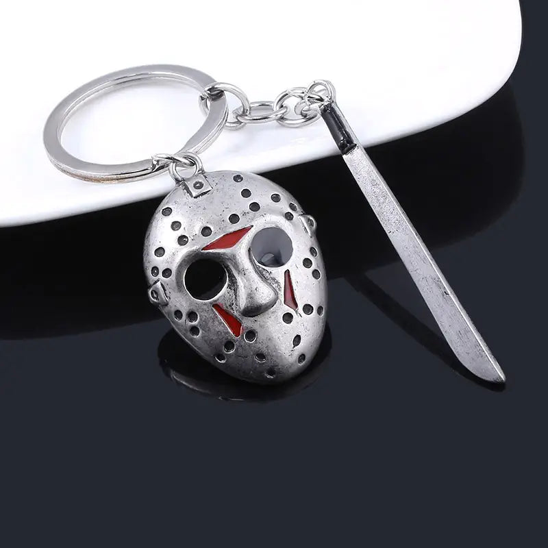 Friday the 13th Jason Voorhees Mask with Machete Keyring