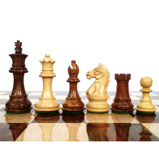 3.5" Fierce Knight Staunton Chess Set- Chess Pieces Only - Weighted Golden Rosewood