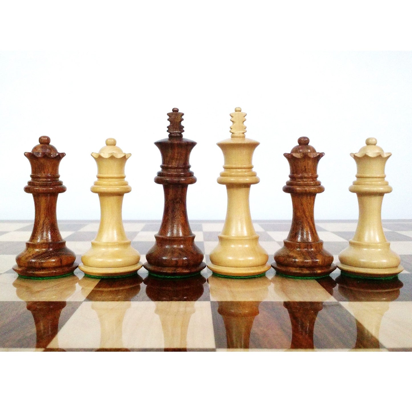 3.5" Fierce Knight Staunton Chess Set- Chess Pieces Only - Weighted Golden Rosewood