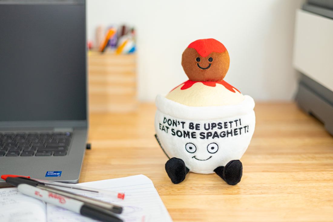 Plush Spaghetti "Don't Be Upsetti Eat Some Spaghetti"