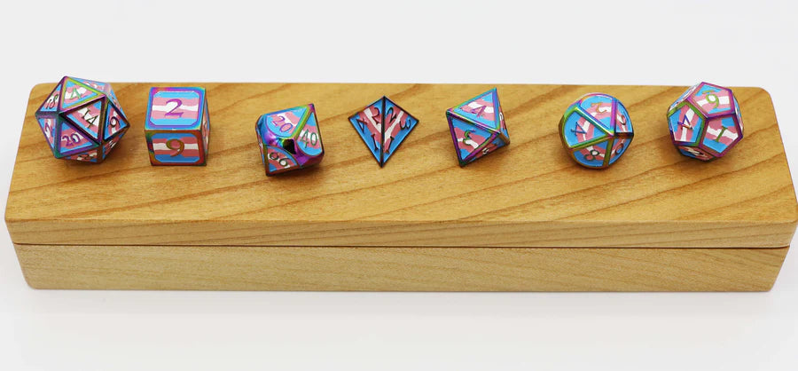 Transgender Pride Flag - Metal RPG Dice Set
