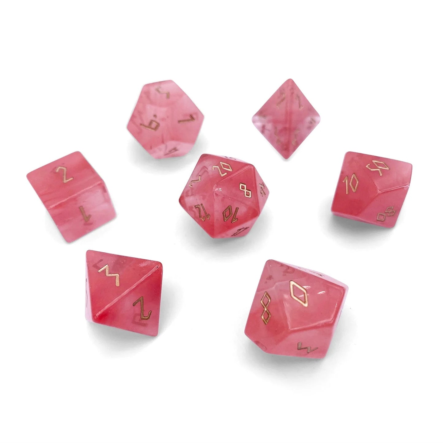 Watermelon Candy Gemstone 7 Dice Set