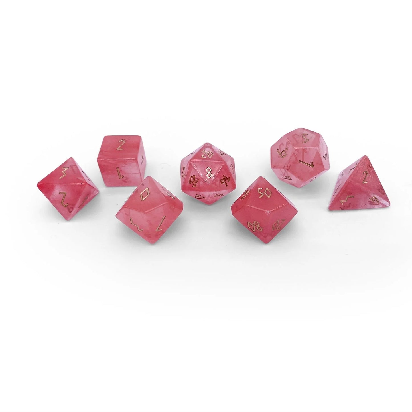 Watermelon Candy Gemstone 7 Dice Set