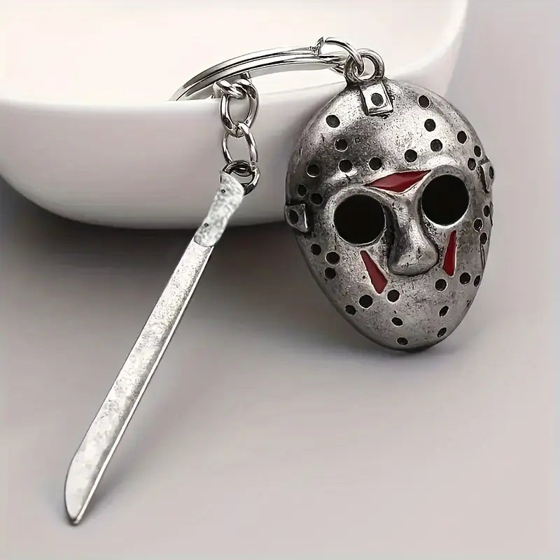 Friday the 13th Jason Voorhees Mask with Machete Keyring