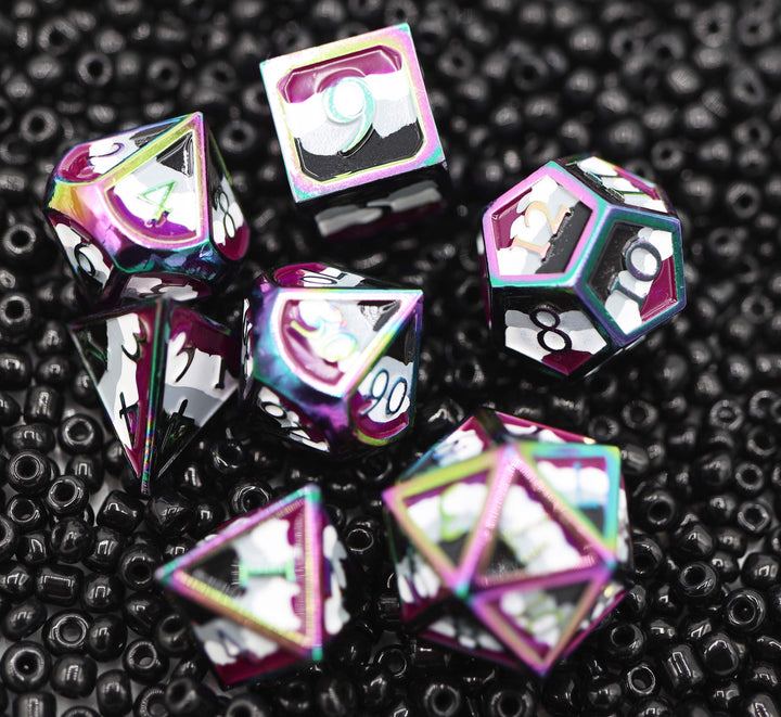 Asexual Pride Flag - Metal RPG Dice Set
