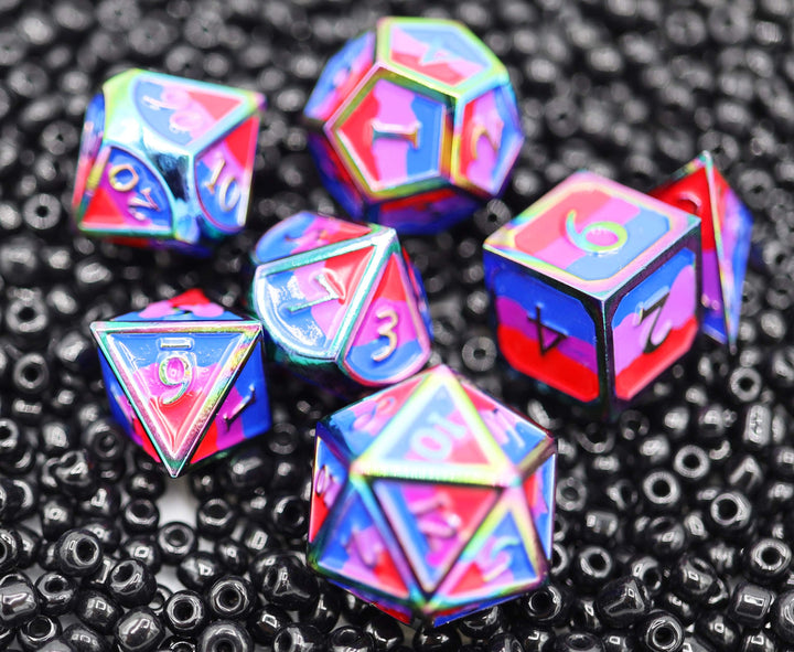 Bisexual Pride Flag - Metal RPG Dice Set