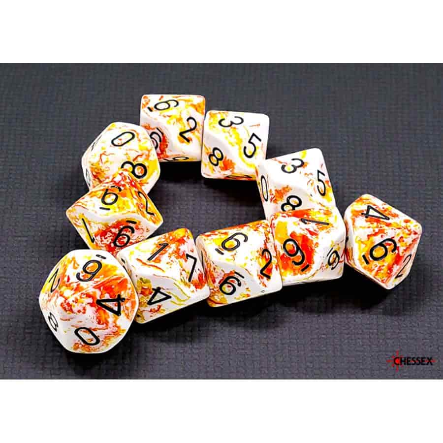 Brushed Dice: Sunrise With Black Set of Ten D10 Set