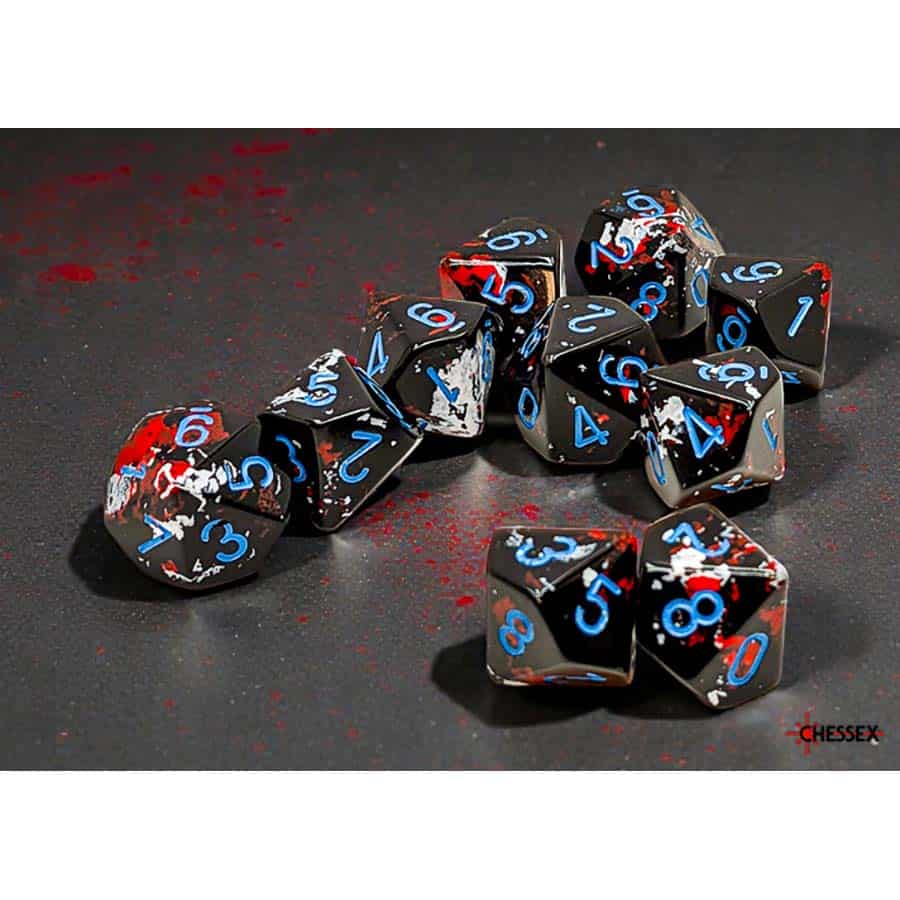Brushed Dice: Dark Side With Blue Set Of Ten D10 Dice Set