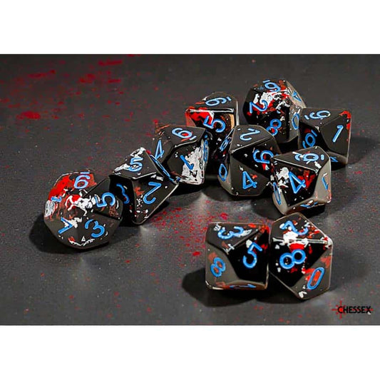 Brushed Dice: Dark Side With Blue Set Of Ten D10 Dice Set