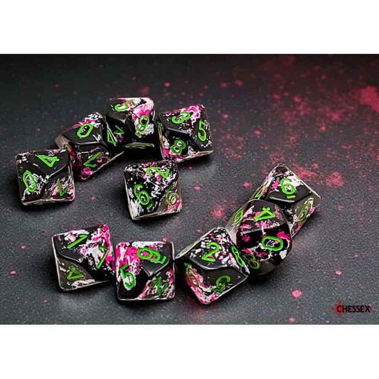 Brushed Dice: Paintball with Green Set of Ten D10 Dice Set