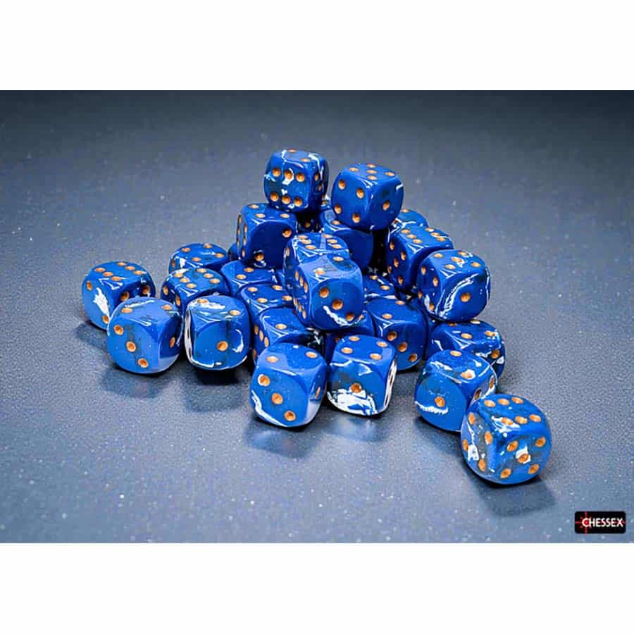 Brushed Dice: 12MM D6 Wavebreak with Gold Dice Block (36 Dice)