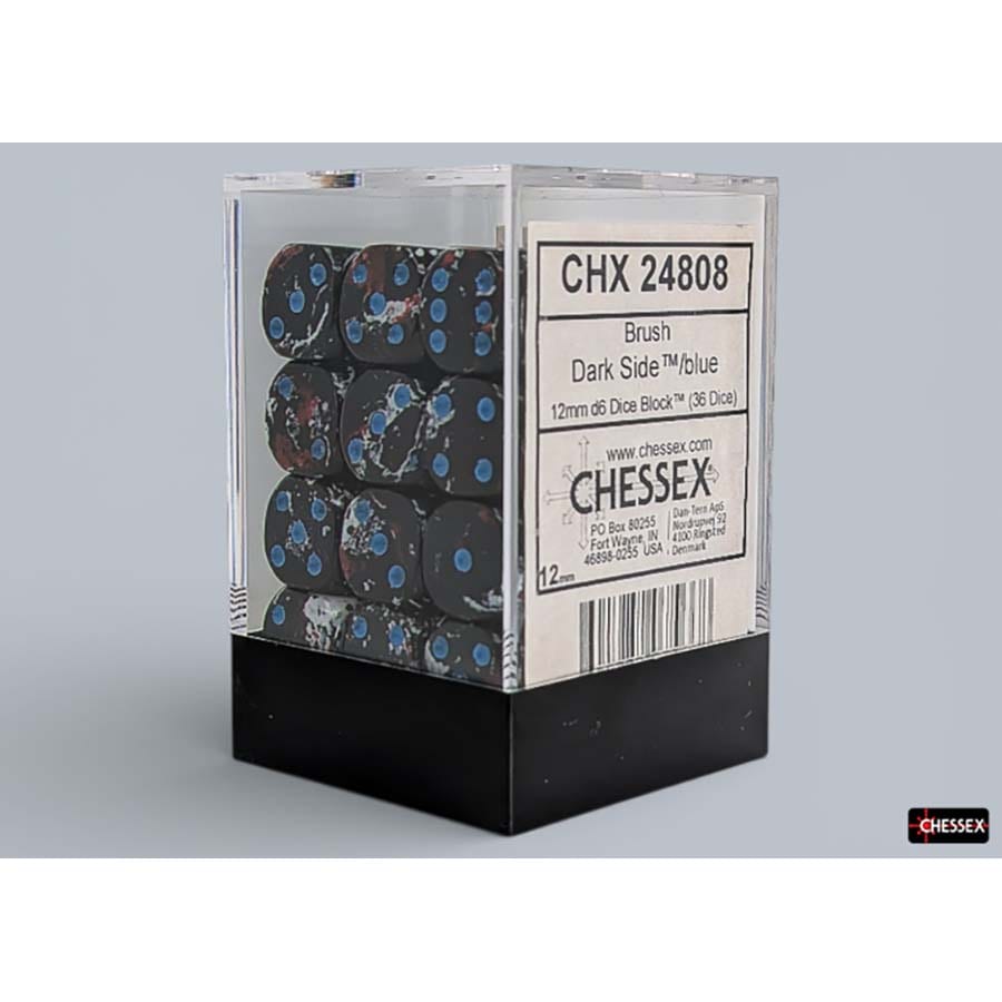 Brushed Dice: 12MM D6 Dark Side With Blue Dice Block (36 Dice)