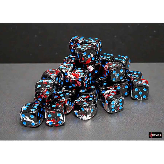 Brushed Dice: 12MM D6 Dark Side With Blue Dice Block (36 Dice)