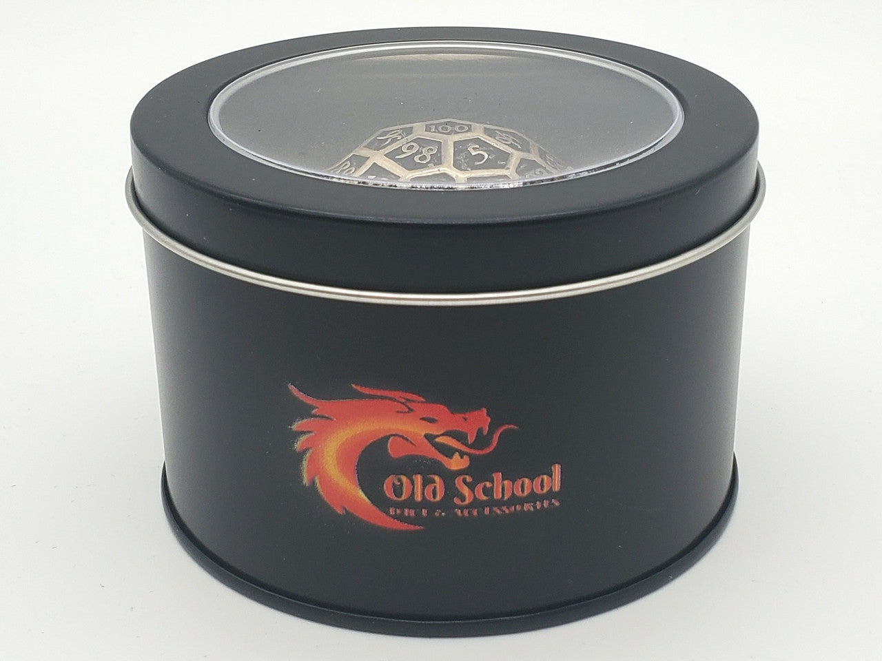 Old School Dice: Hollow Metal 50mm D100 - Dragon's Head - Ancient Gold