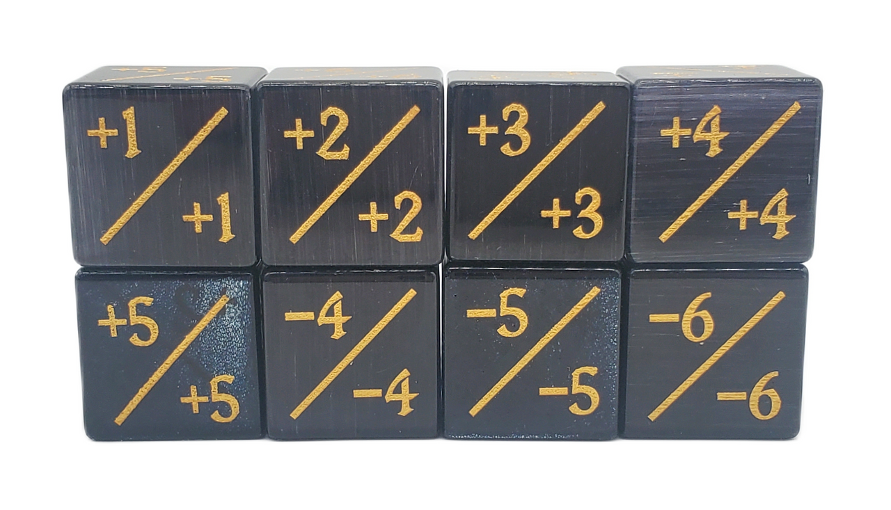 Old School Dice: Gemstone +/- Counter Dice - Cat's Eye Black