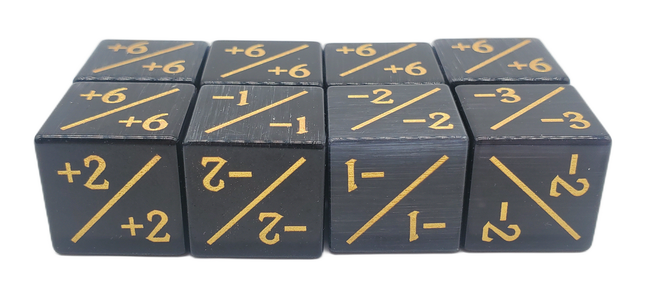 Old School Dice: Gemstone +/- Counter Dice - Cat's Eye Black