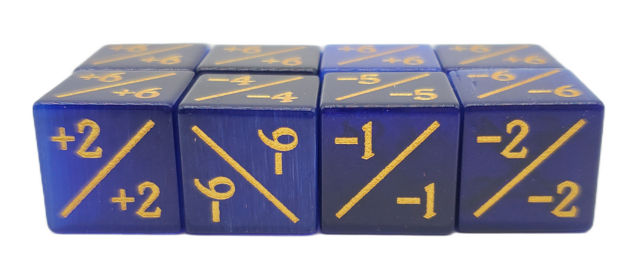 Old School Dice: Gemstone +/- Counter Dice - Cat's Eye Blue