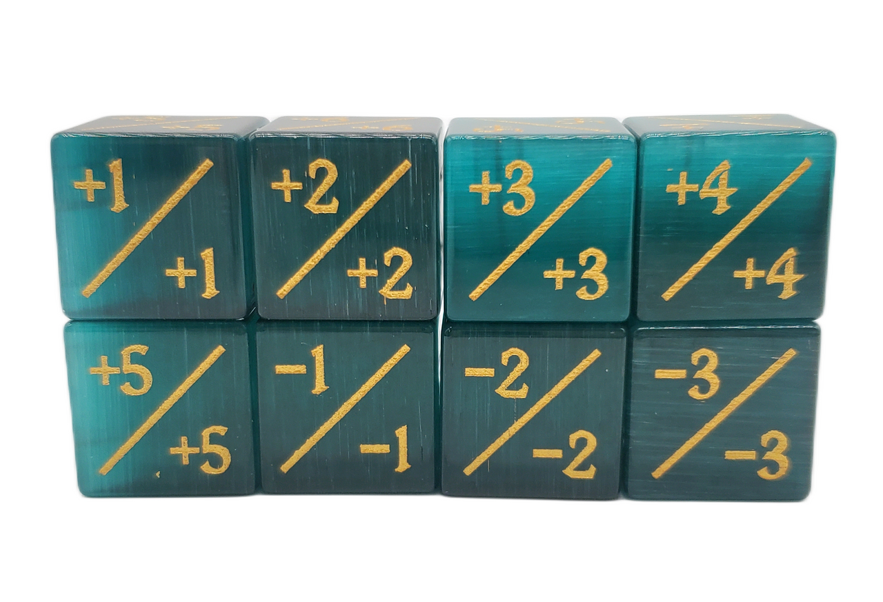 Old School Dice: Gemstone +/- Counter Dice - Cat's Eye Green