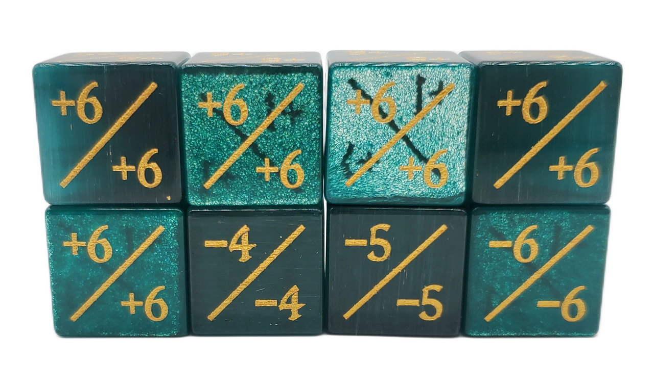 Old School Dice: Gemstone +/- Counter Dice - Cat's Eye Green