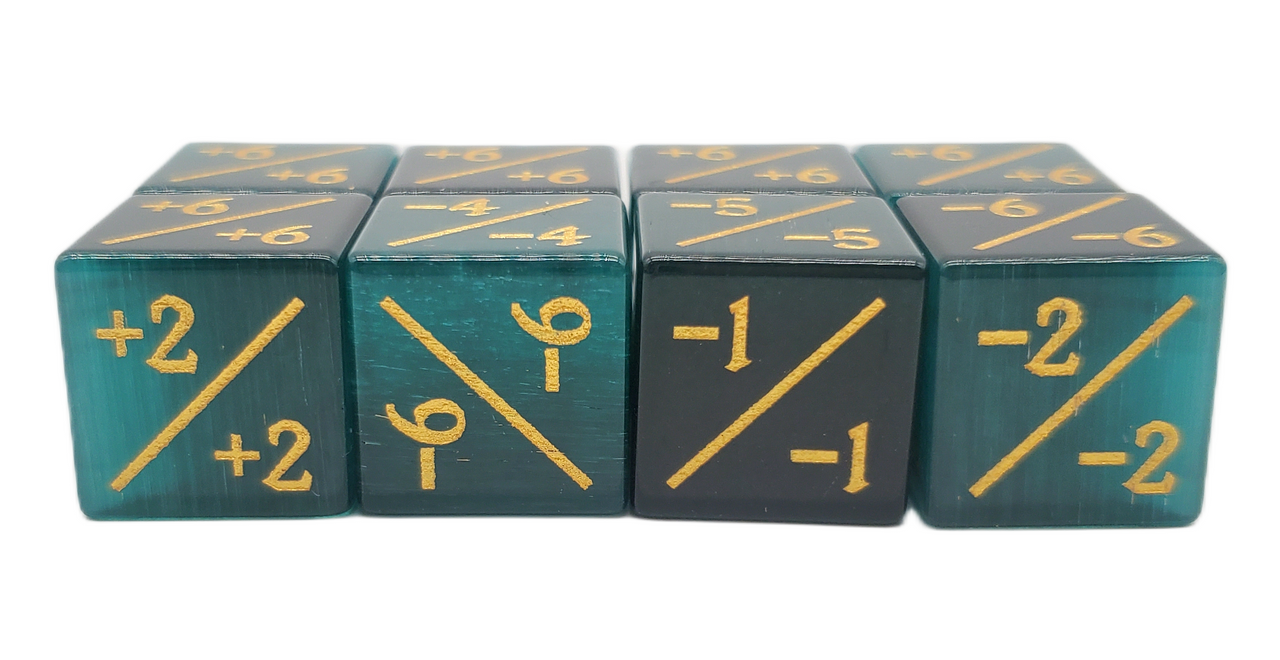 Old School Dice: Gemstone +/- Counter Dice - Cat's Eye Green