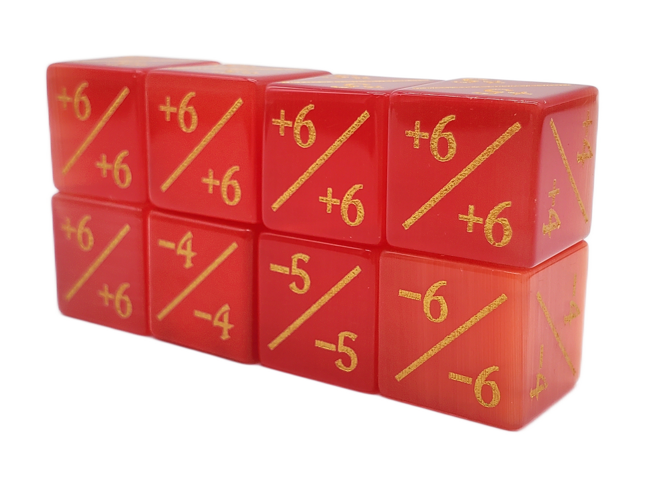 Old School Dice: Gemstone +/- Counter Dice - Cat's Eye Red