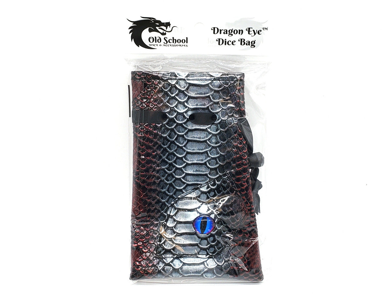 Old School Dice: Dragon Eye Dice Bag - Spectral Dragon - Red & Silver