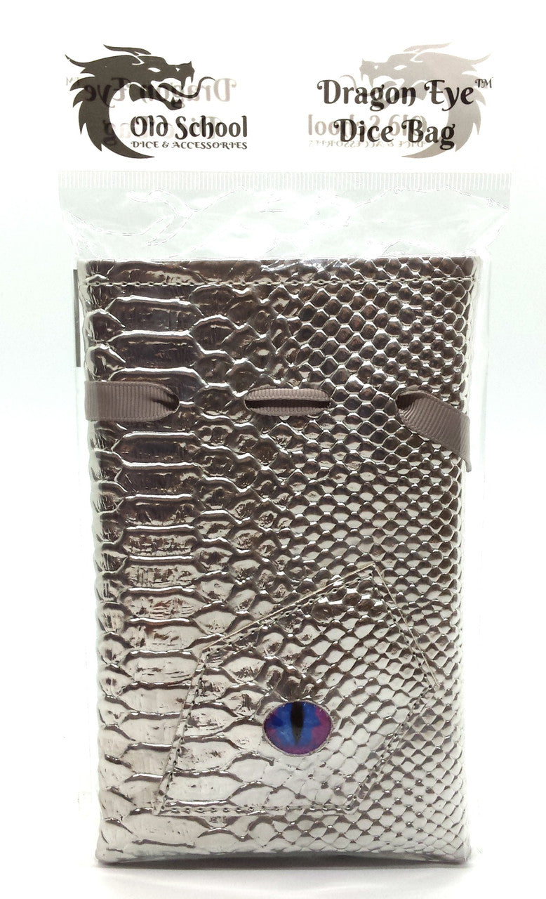 Old School Dice: Dragon Eye Dice Bag - Silver Dragon