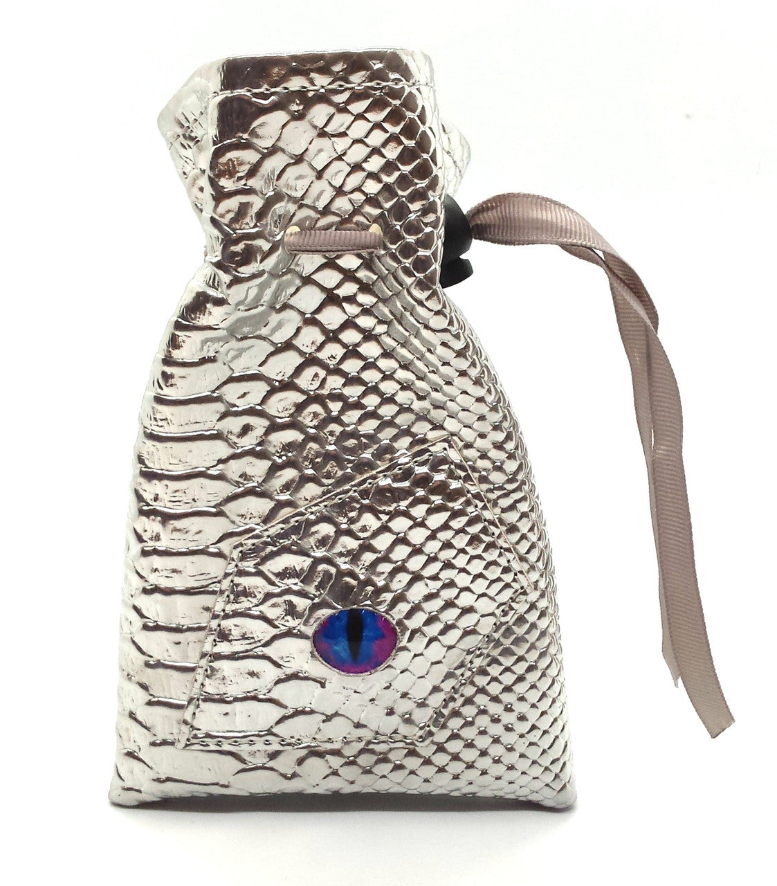 Old School Dice: Dragon Eye Dice Bag - Silver Dragon