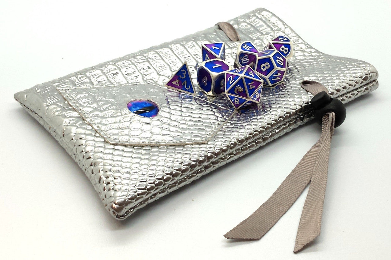 Old School Dice: Dragon Eye Dice Bag - Silver Dragon