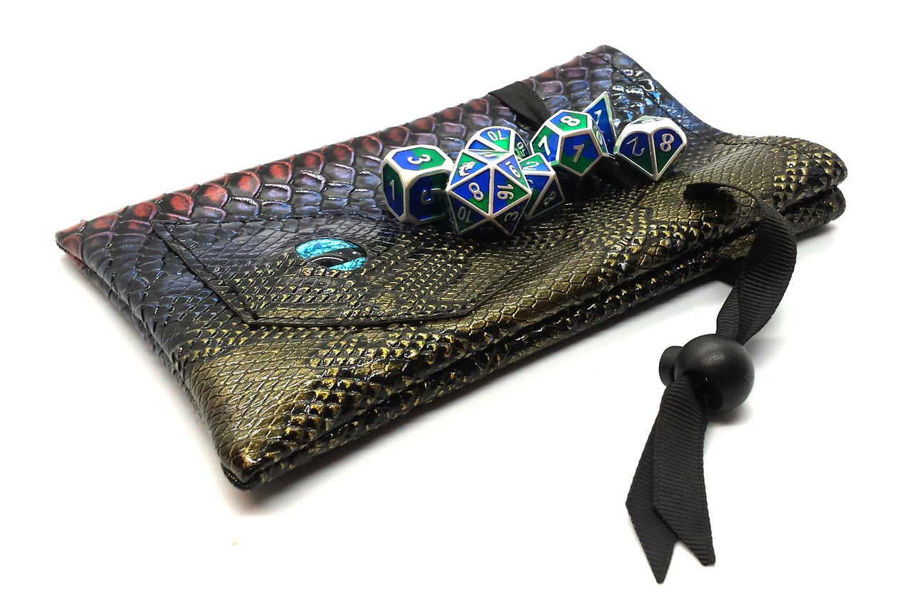 Old School Dice: Dragon Eye Dice Bag - Spectral Dragon - Blue & Gold