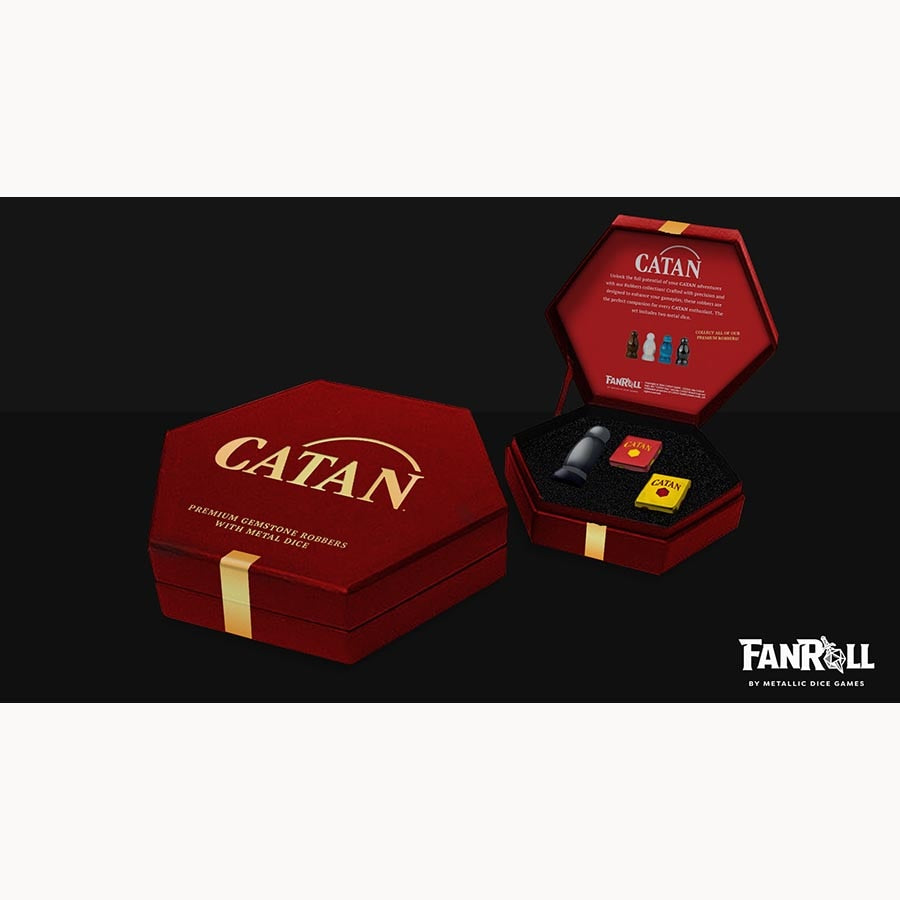Fanroll: Catan Premium Robber and Metal Dice Set: Hematite