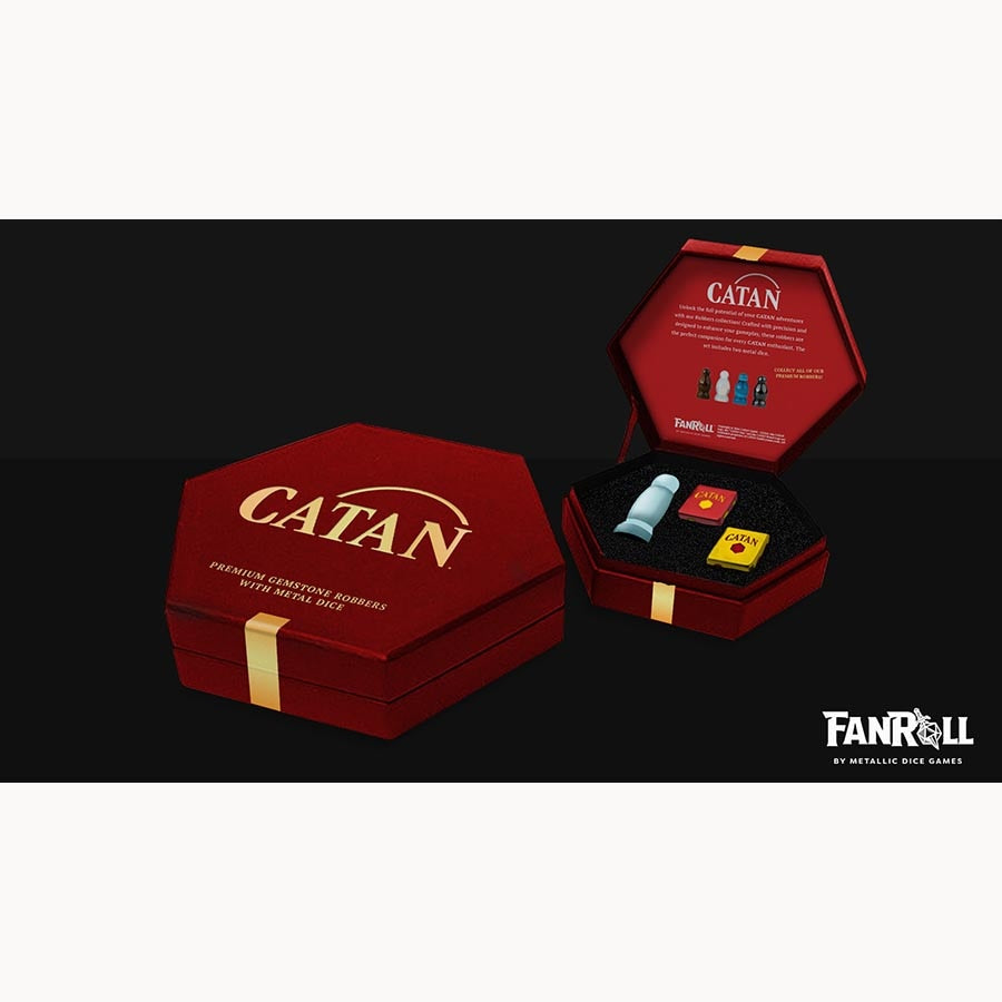 Fanroll: Catan Premium Robber and Metal Dice Set: Opalite