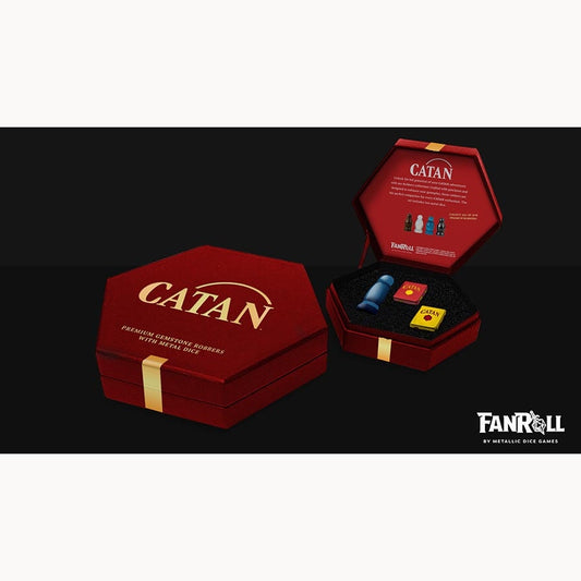 Fanroll: Catan Premium Robber and Metal Dice Set: Cat's Eye Aquamarine
