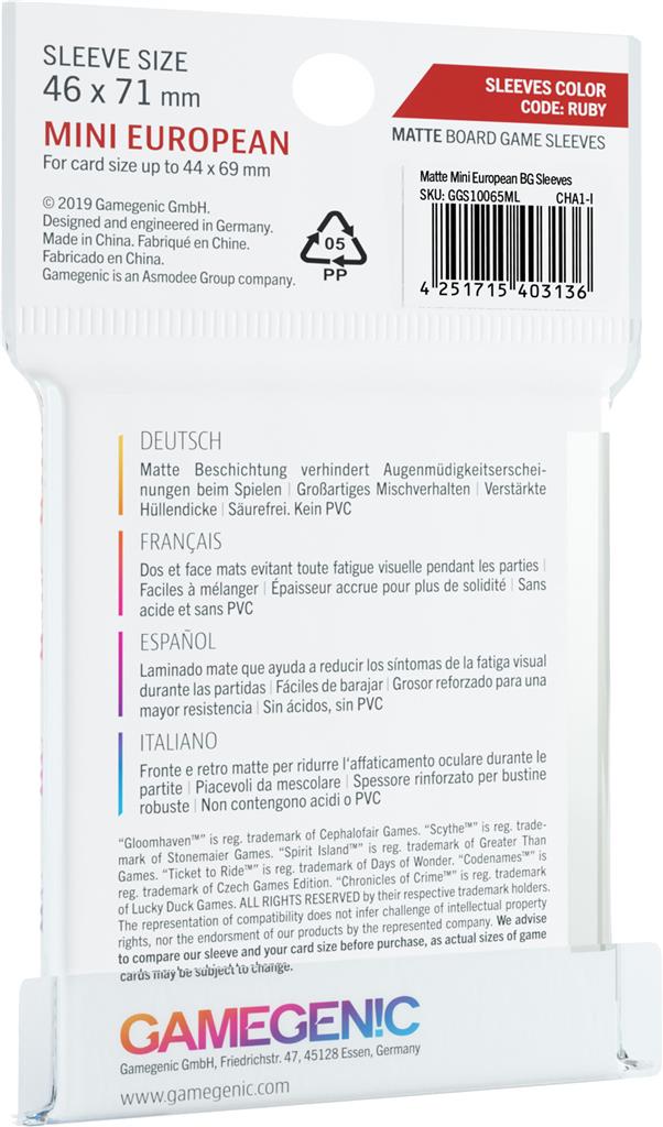 Matte Sleeves: Mini European (46 x 71 mm)