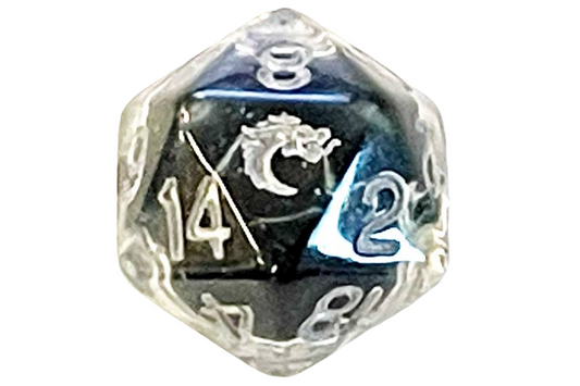 Old School D20 DnD RPG Die: Liquid Infused - Metallic Black